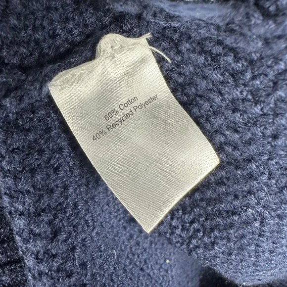 Long Wharf Supply Co Mens Navy Blue Textured Cotton Blend Crewneck Sweater Large - Picture 6 of 7